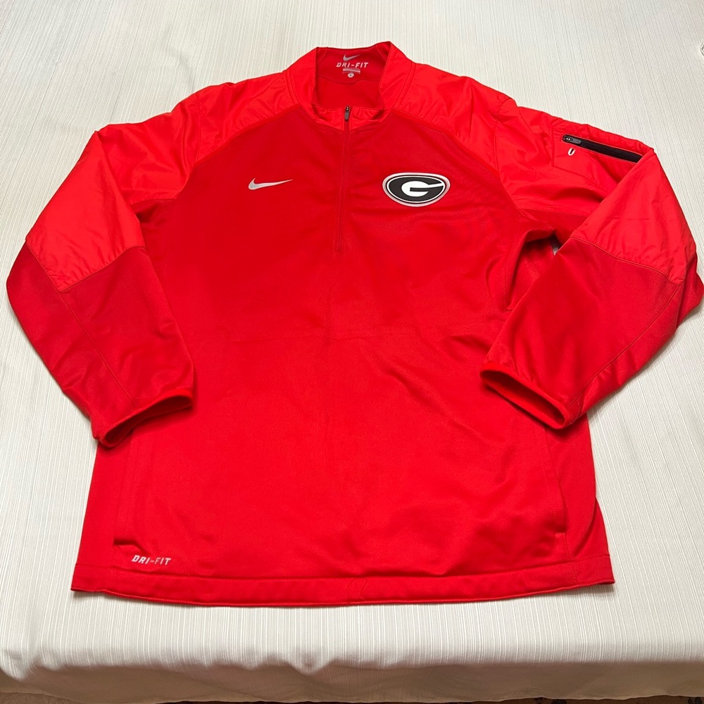 Nike Dri-Fit Red Georgia Bulldog Quarter-Zip Pullover with Logo Size Large